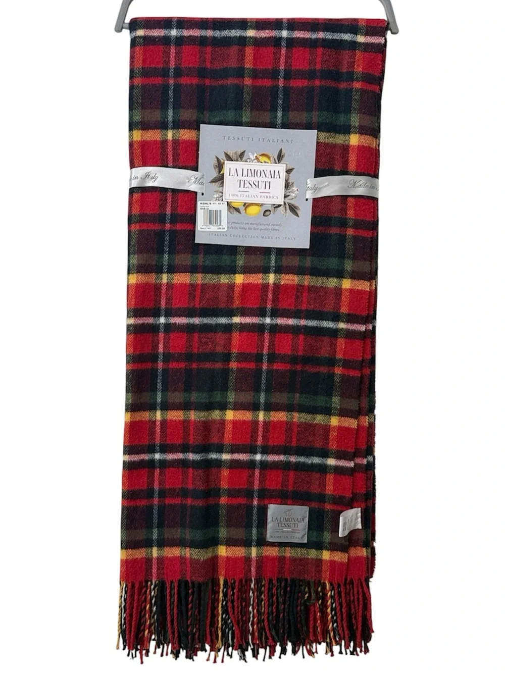 Discover Europe La Limonaia Tessuti Plaid Throw Blanket NWT